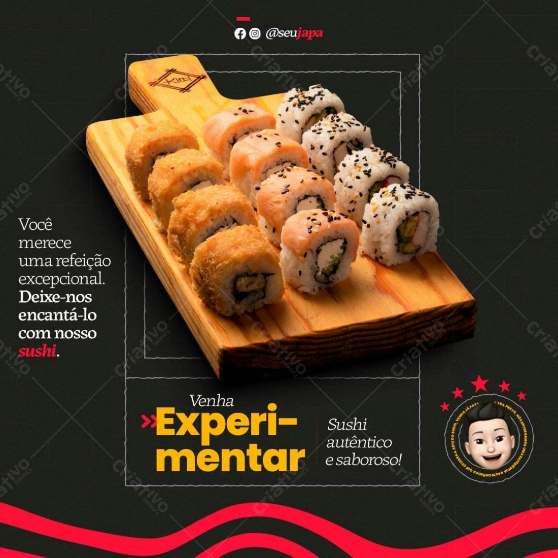 Postagem Instagram Sushi PSD Editável