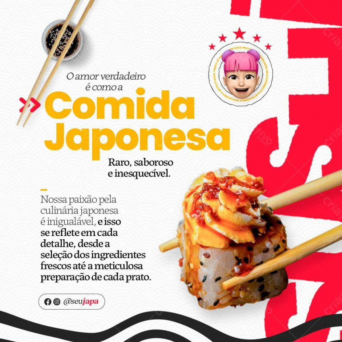 Postagem Instagram Comida Japonesa PSD Editável