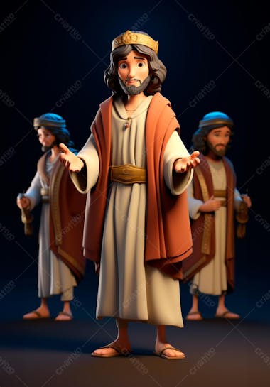 Personagem gospel de desenho animado 3d do apóstolo jesus