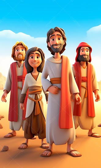 Personagem gospel de desenho animado 3d do apóstolo jesus