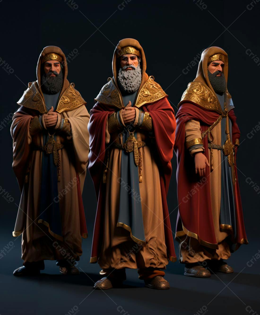 Três Reis Magos Render 3D