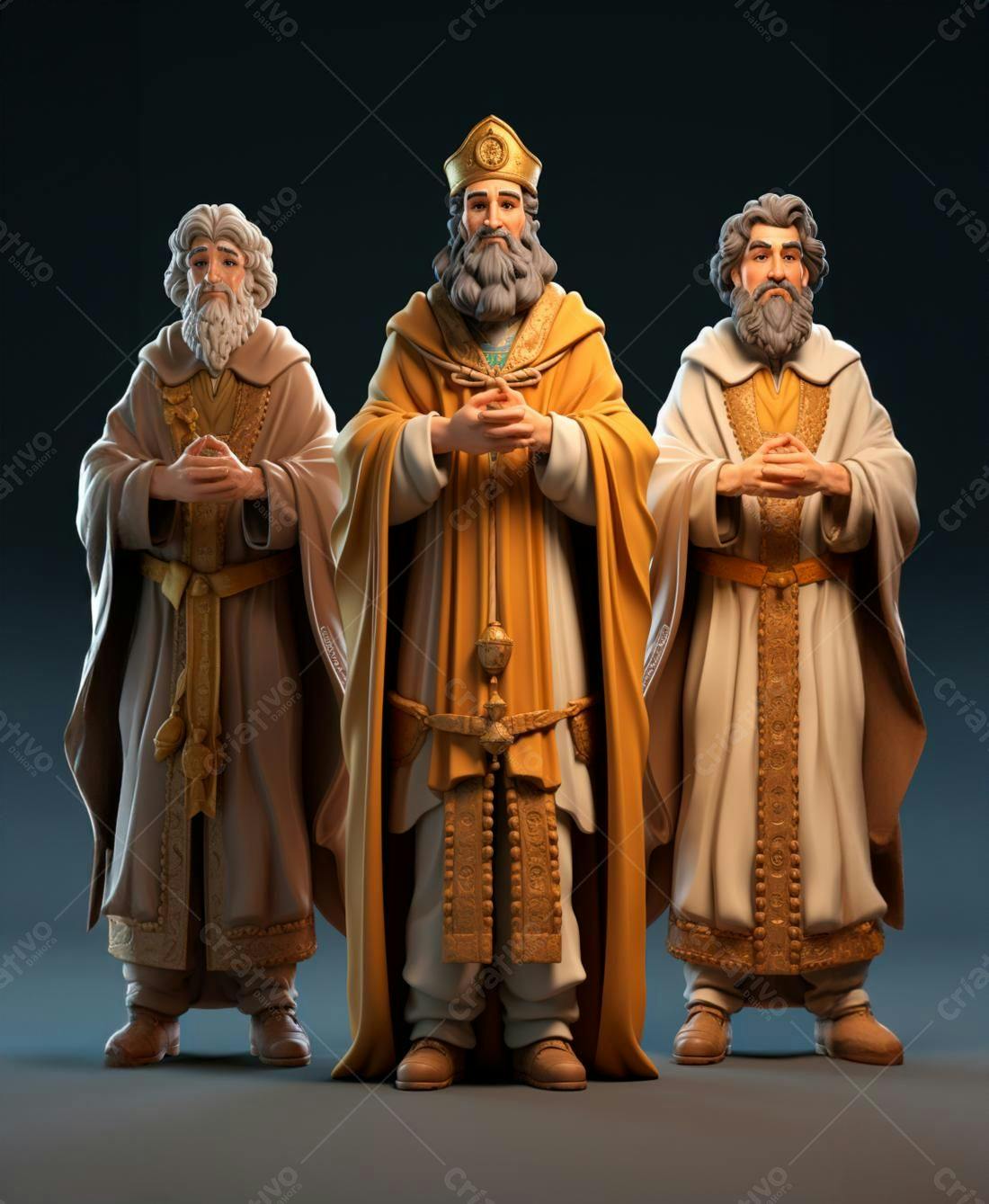 Três Reis Magos em Arte 3D