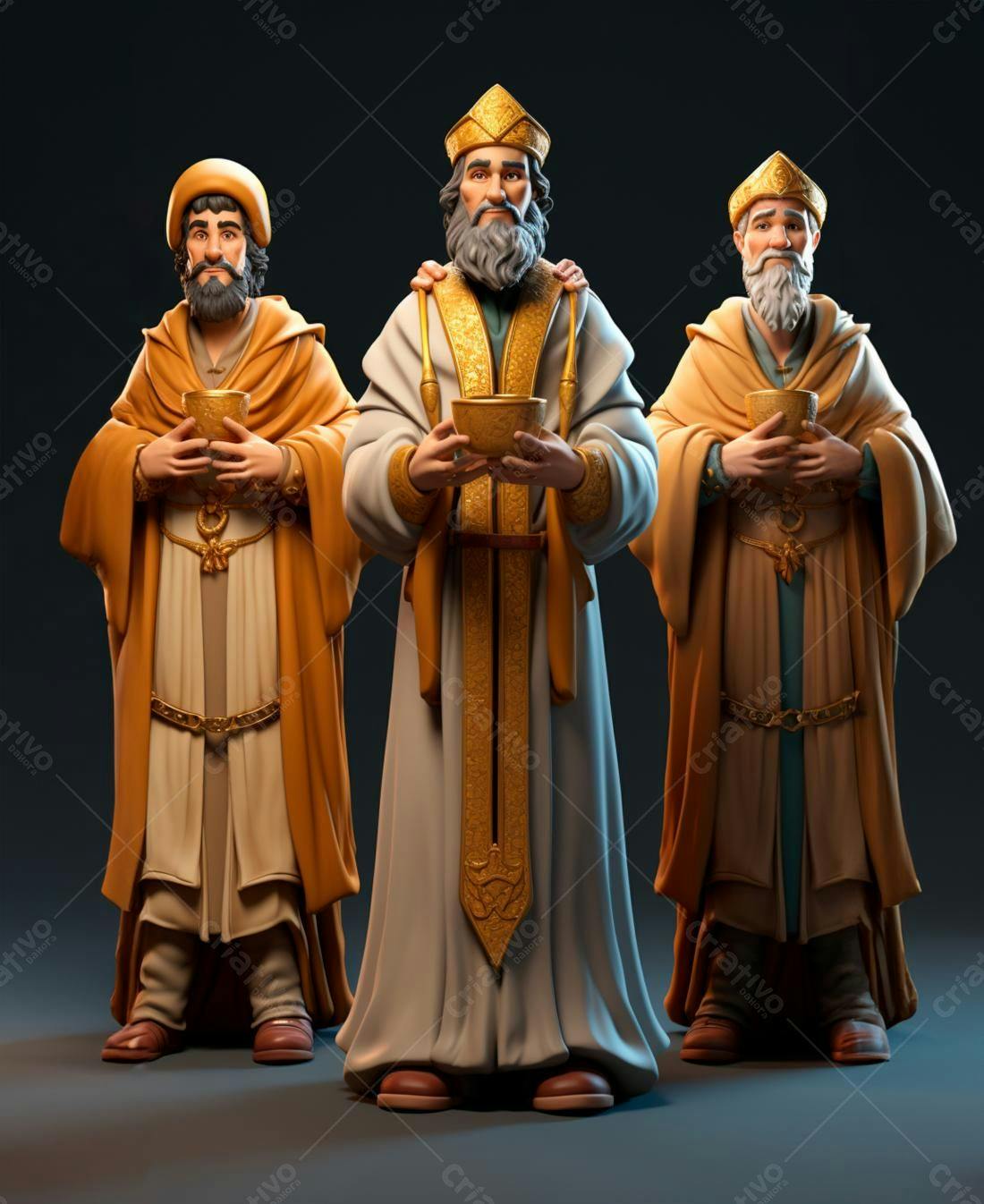 Reis Magos segurando oferendas Natal