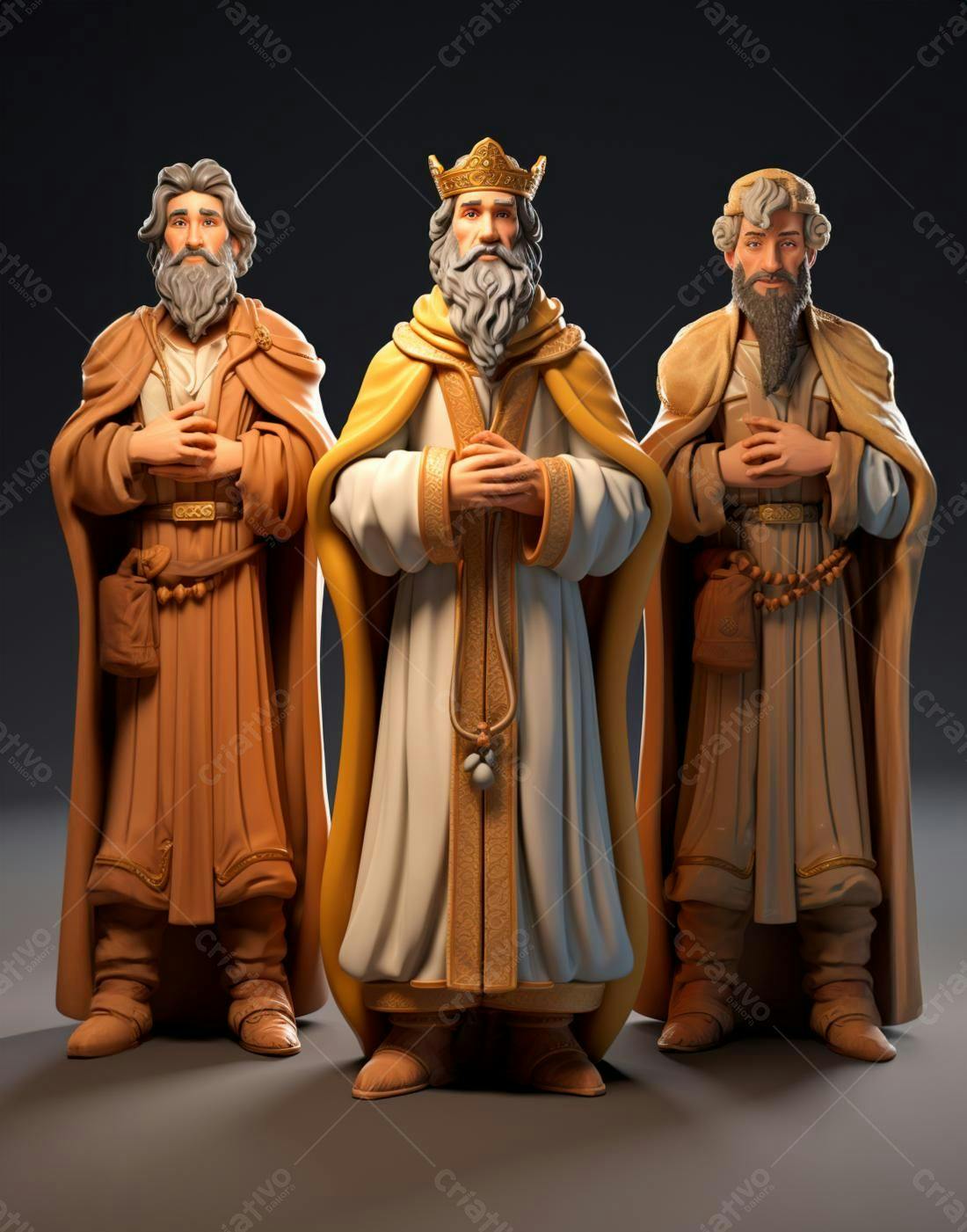 Reis Magos Natal Figurinha 3D
