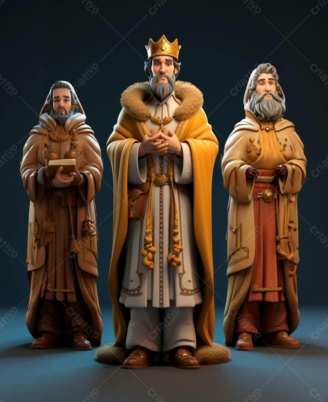 Três Reis Magos ilustração 3D