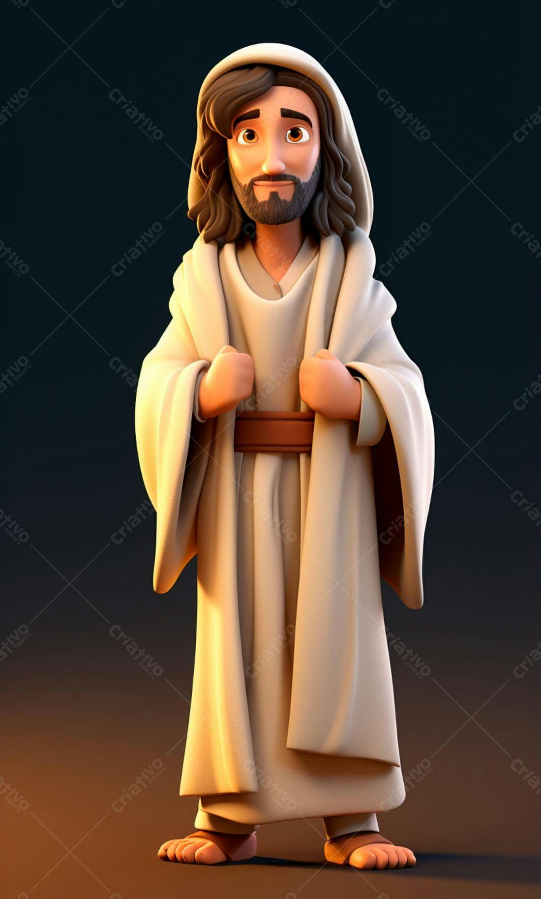 Jesus desenho animado tons bege