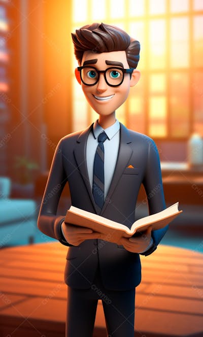 Personagem De Desenho Animado 3D Homem Advogado (5)