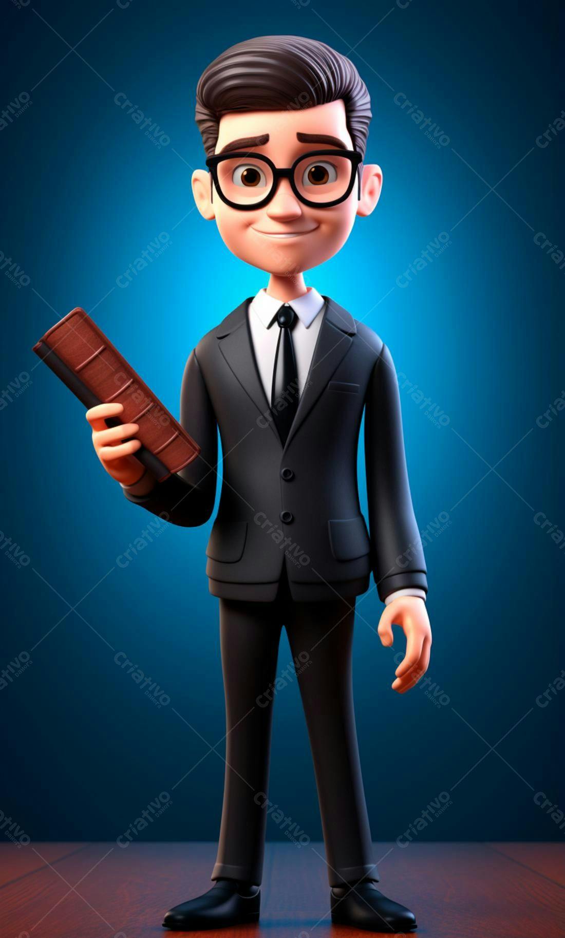 Personagem 3D Empresário com Livro