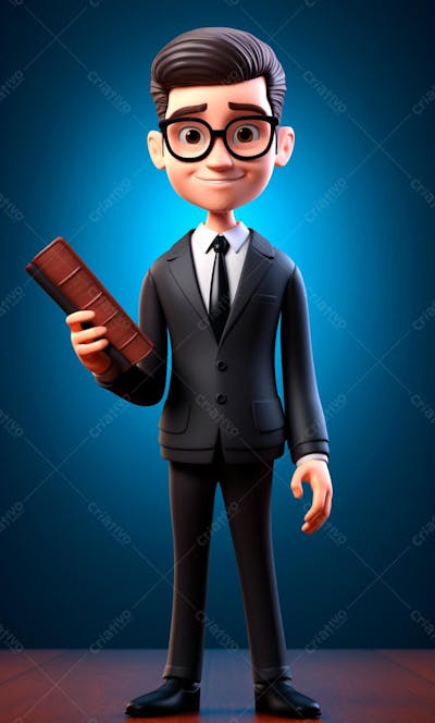 Personagem De Desenho Animado 3D Homem Advogado (6)