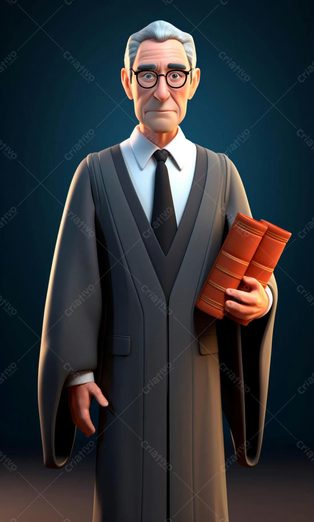 Juiz Sênior segurando livros jurídicos