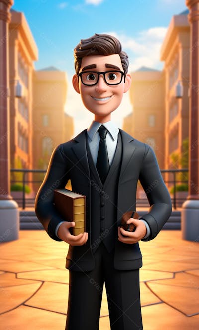 Personagem De Desenho Animado 3D Homem Advogado (12)