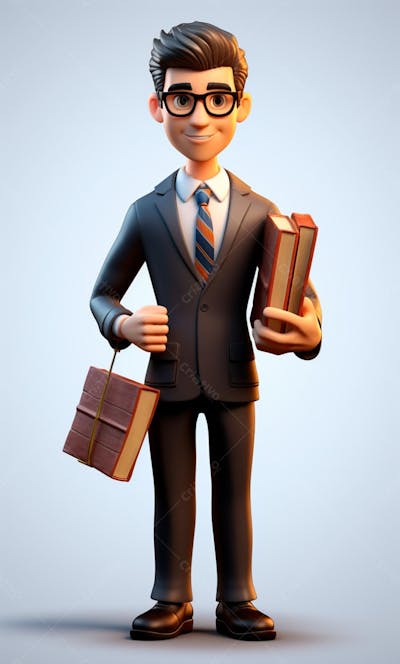 Personagem De Desenho Animado 3D Homem Advogado (14)