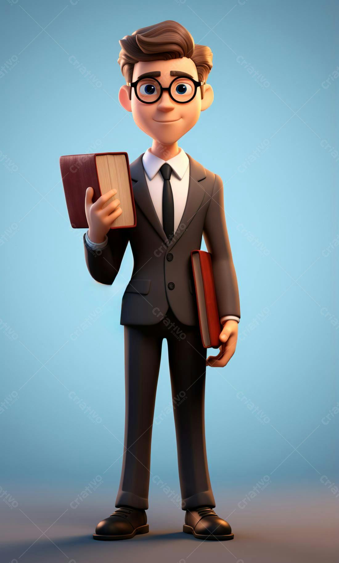 Personagem 3D profissional com livros