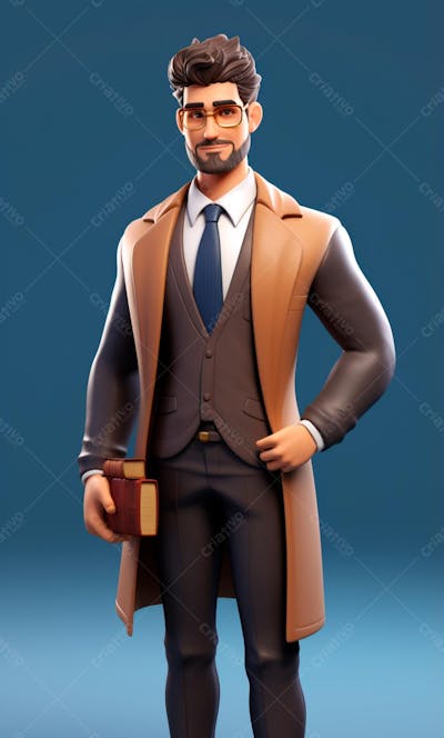 Personagem De Desenho Animado 3D Homem Advogado (21)