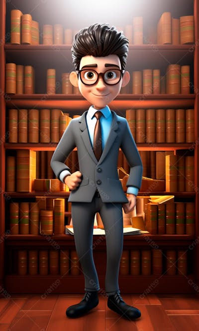 Personagem De Desenho Animado 3D Homem Advogado (22)