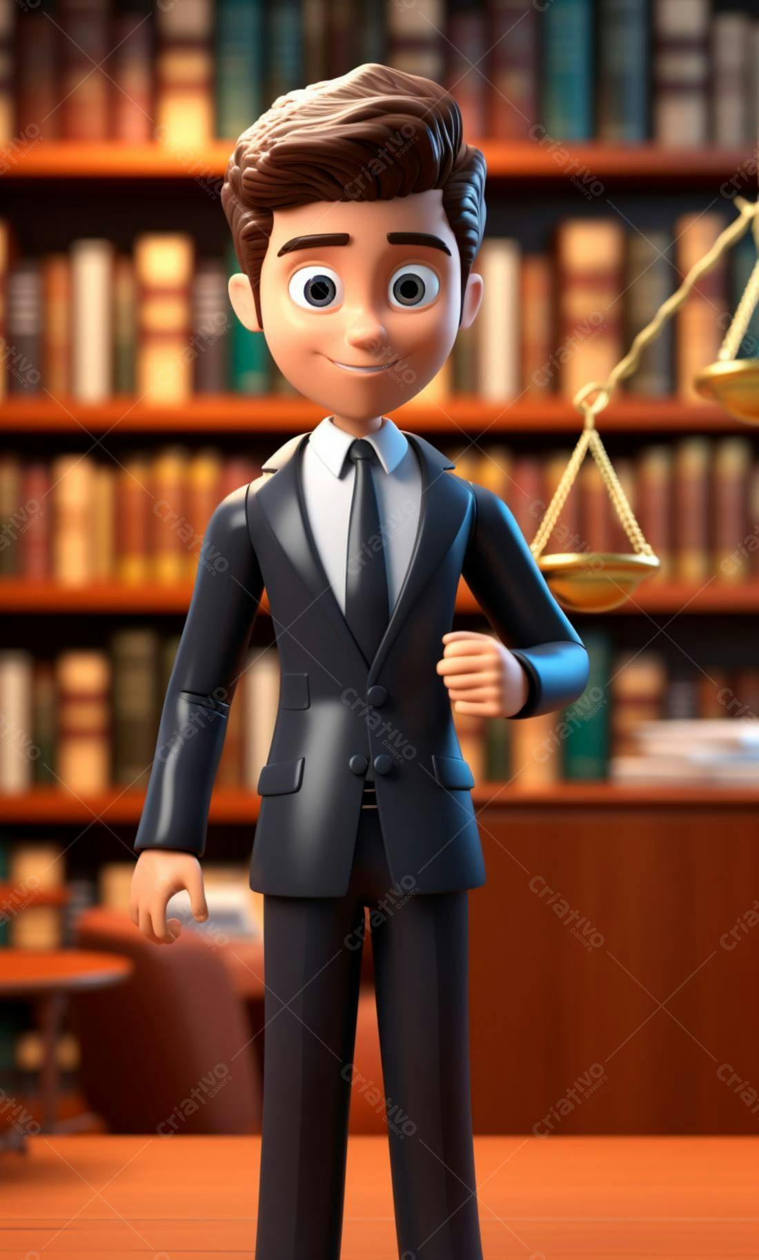 Advogado Cartoon segurando balança justiça