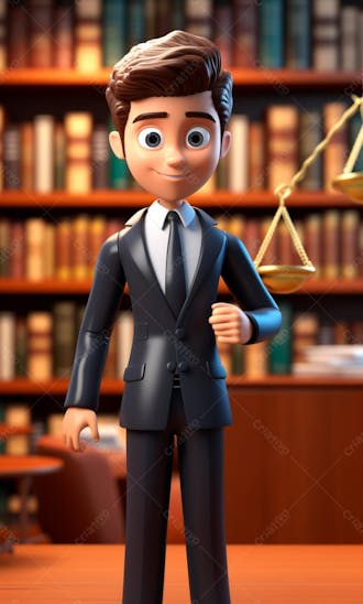 Personagem de desenho animado 3d homem advogado
