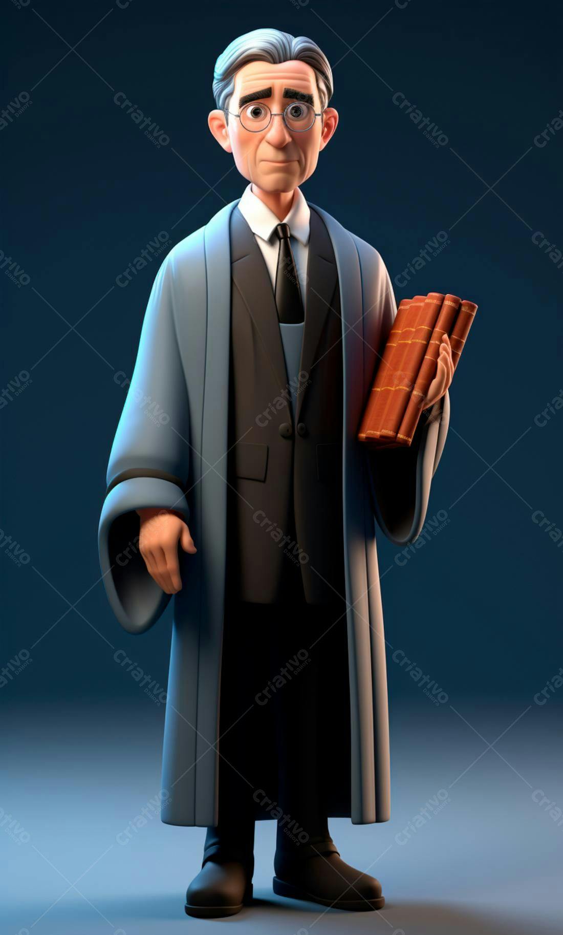 Professor Ilustração 3D segurando livros