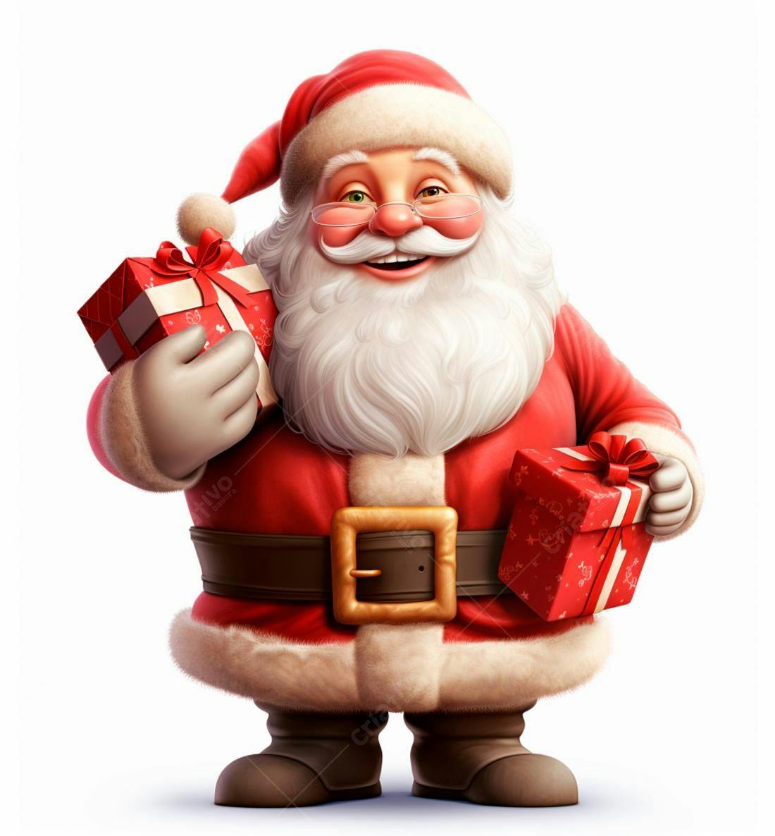 Papai Noel alegre com presentes de Natal