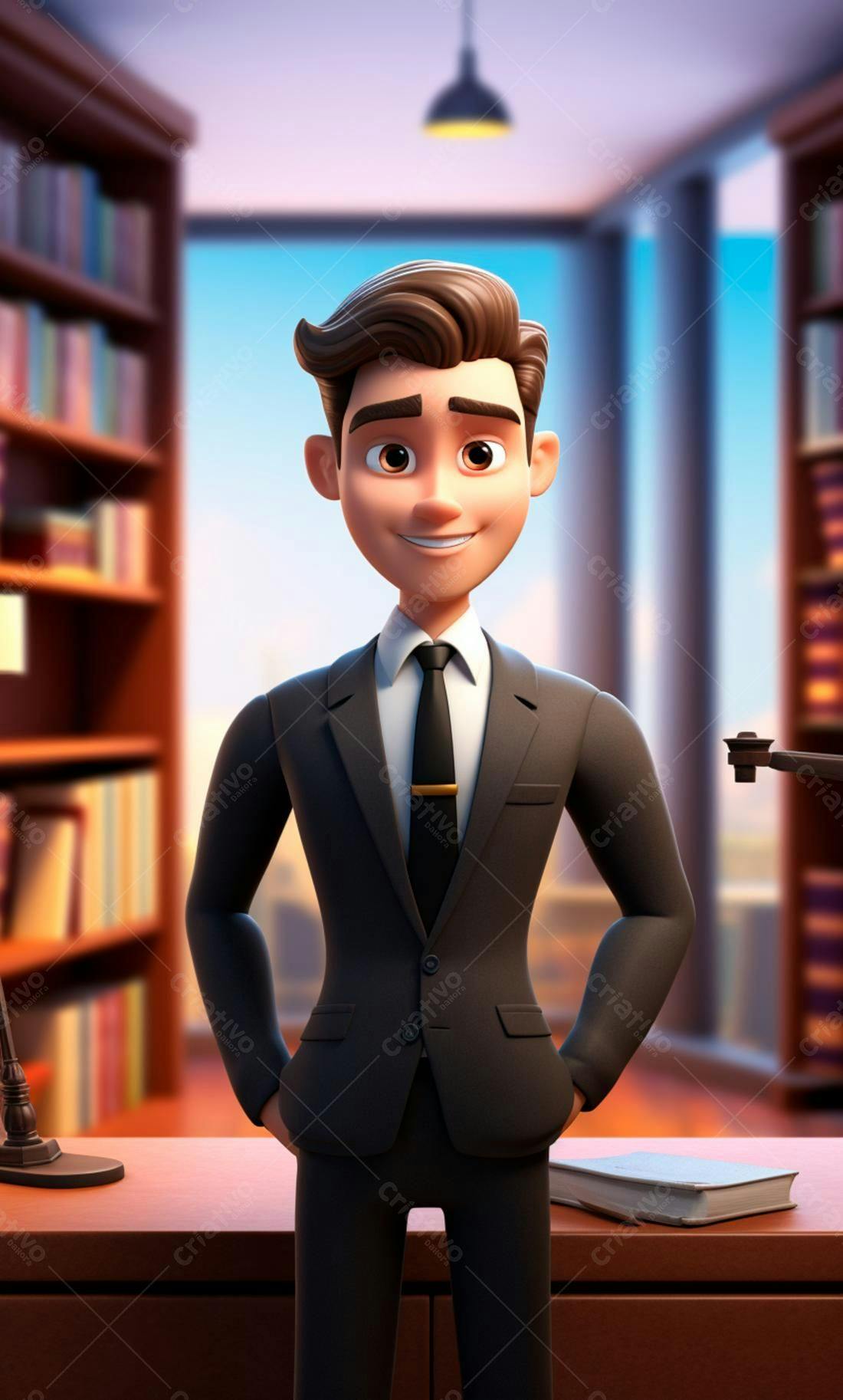 Advogado animado em escritório elegante