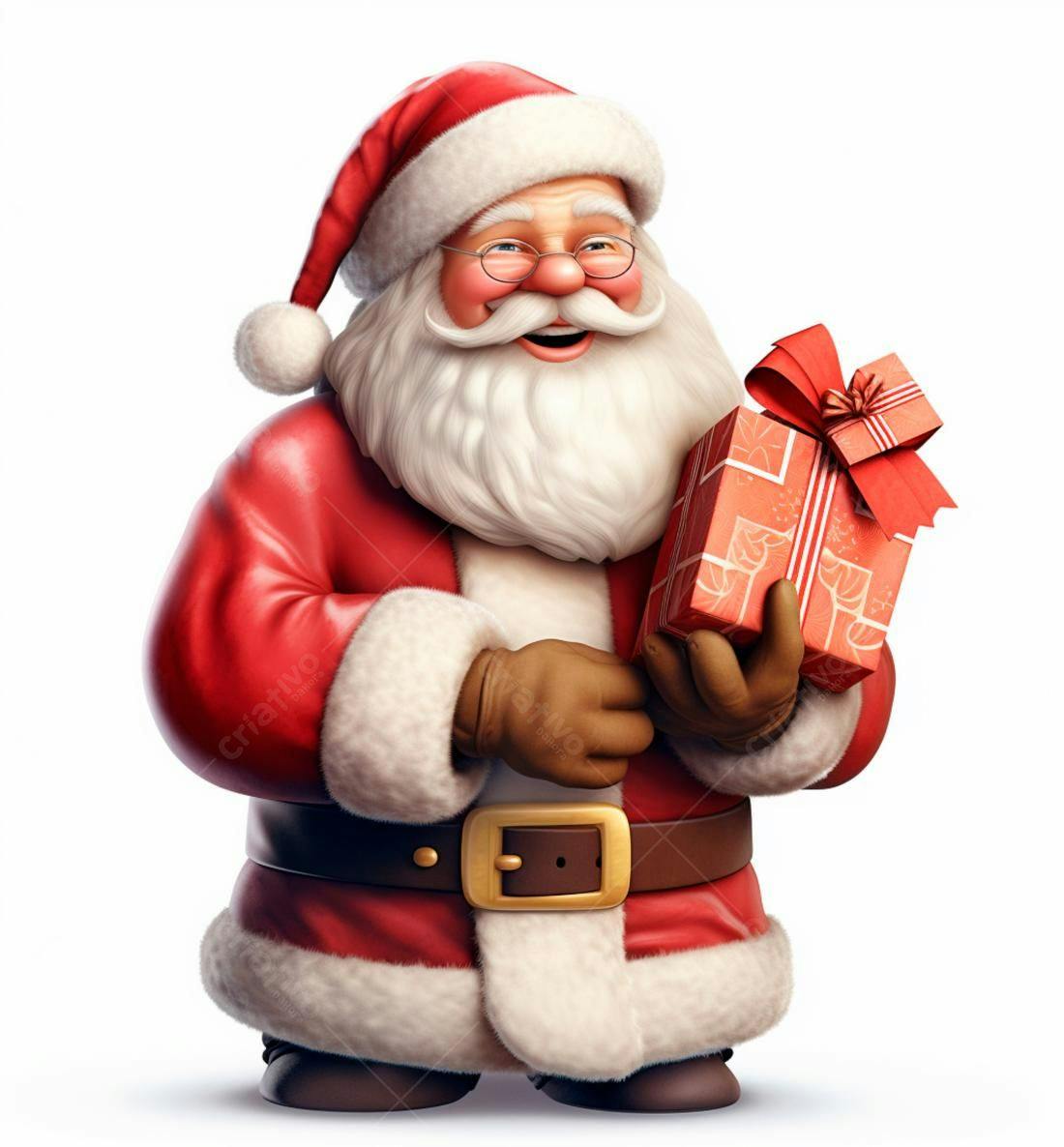 Papai Noel alegre com presente de Natal