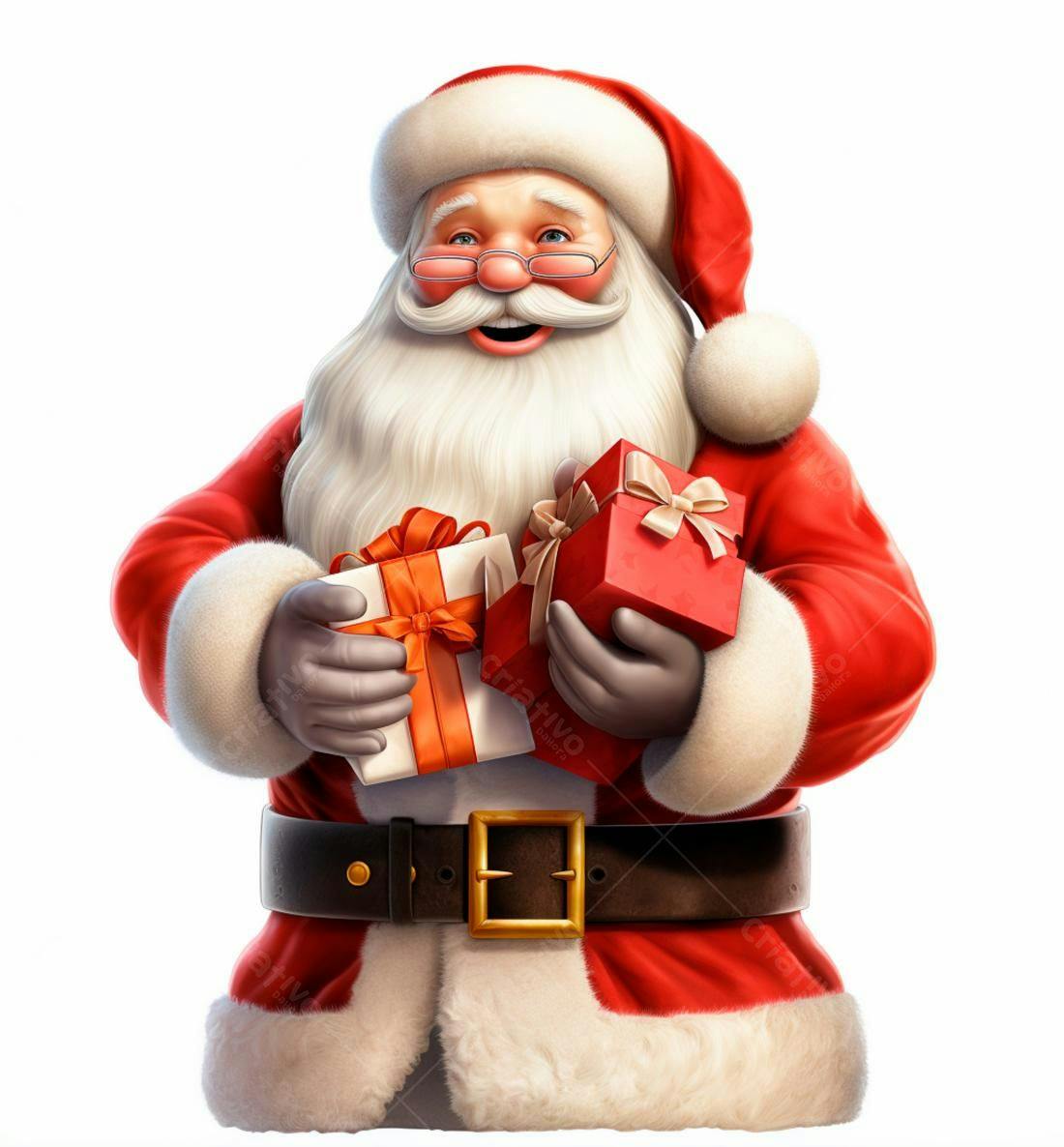 Papai Noel alegre com presentes de Natal