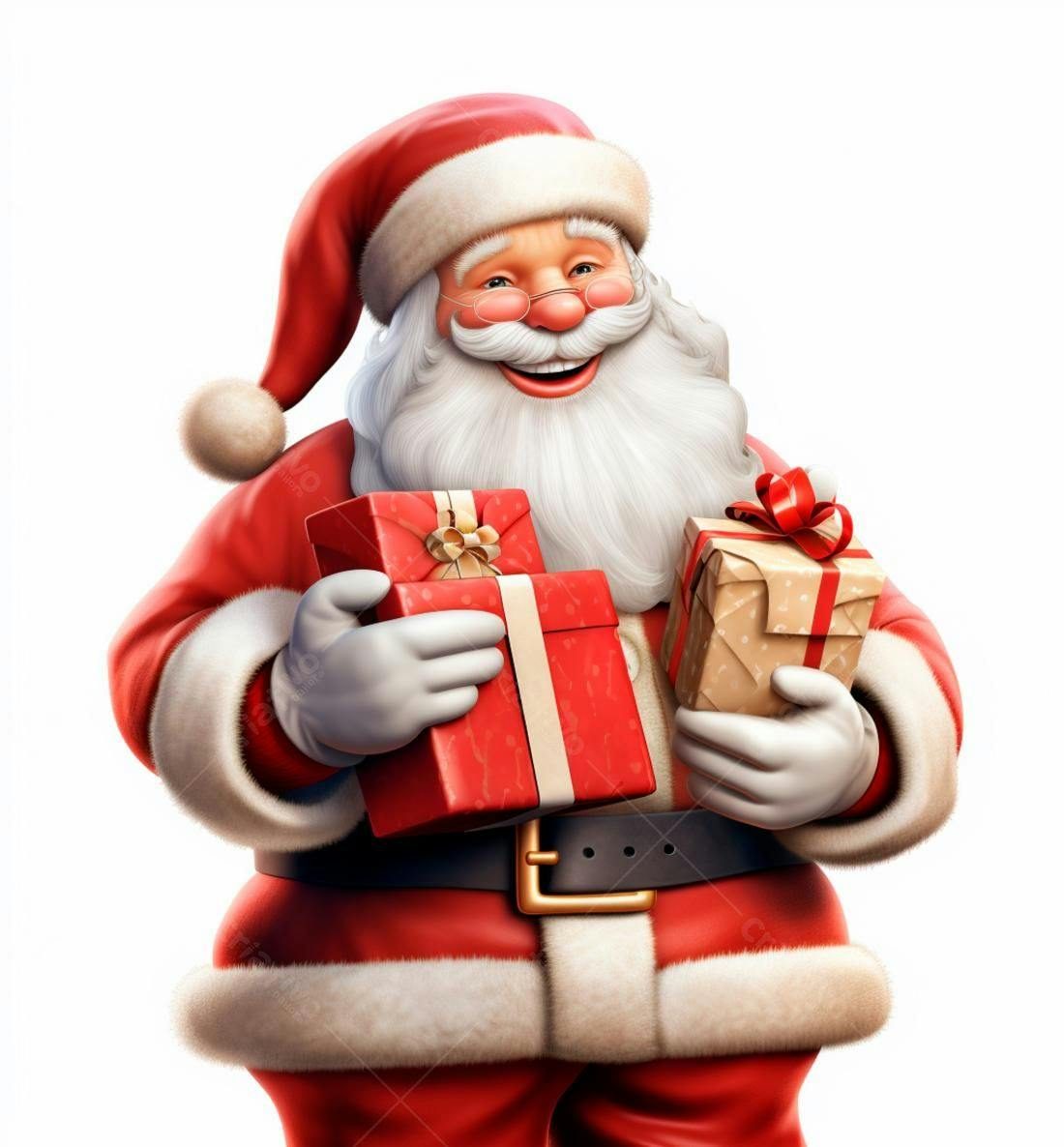 Papai Noel alegre com presentes de Natal