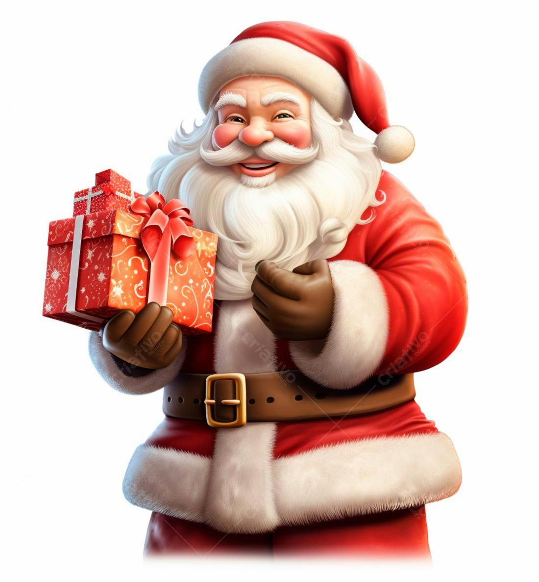Papai Noel alegre com presentes de Natal