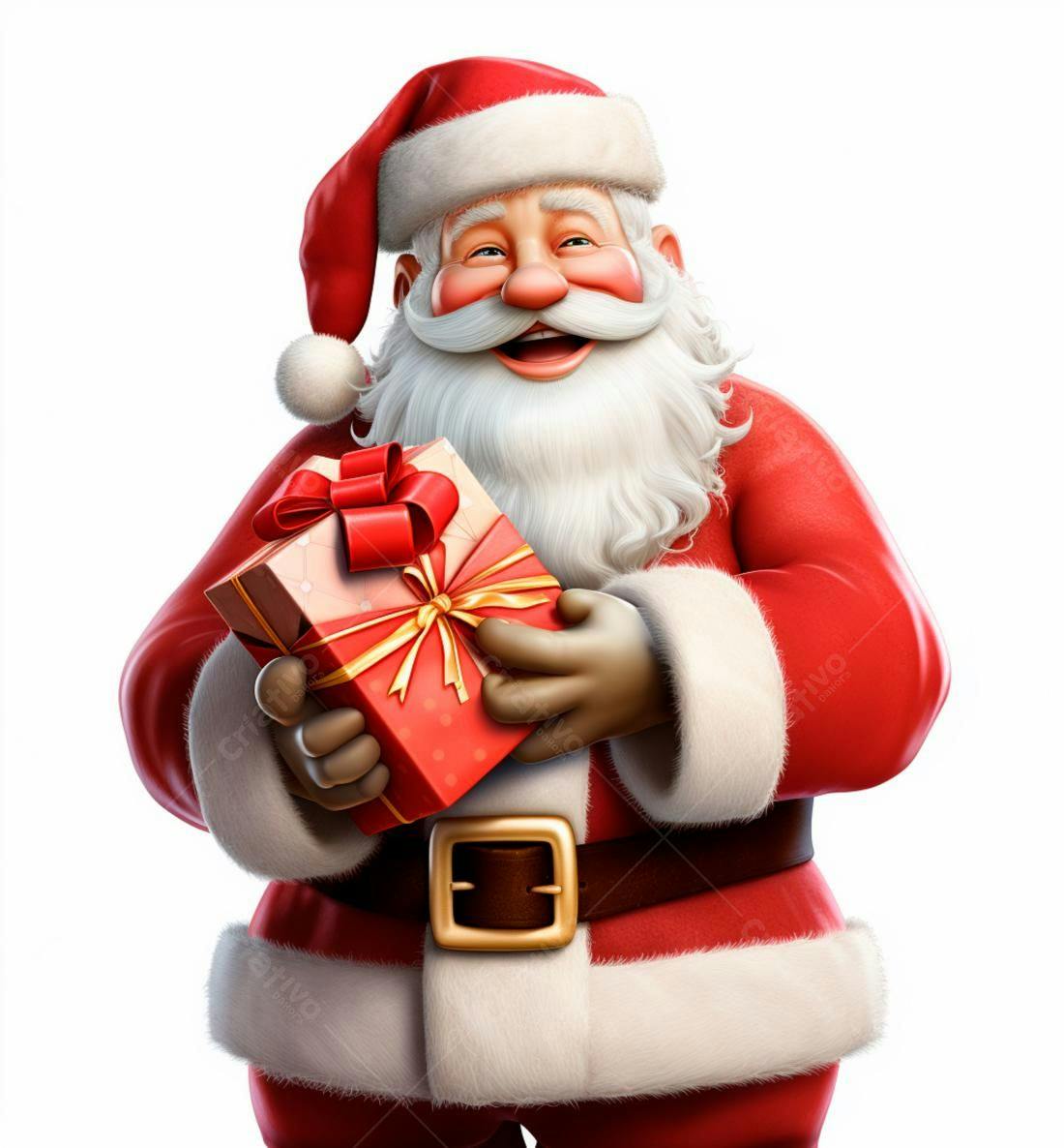 Papai Noel alegre com presente de Natal