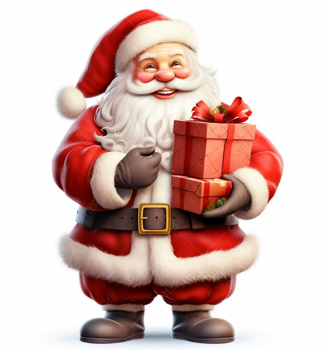 Papai Noel alegre com presentes de Natal