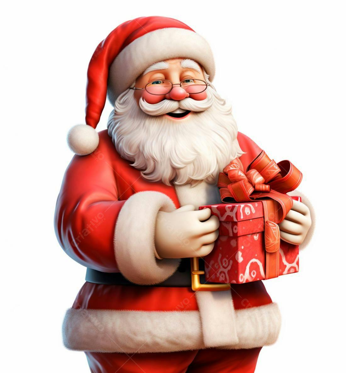 Papai Noel alegre com presente de Natal