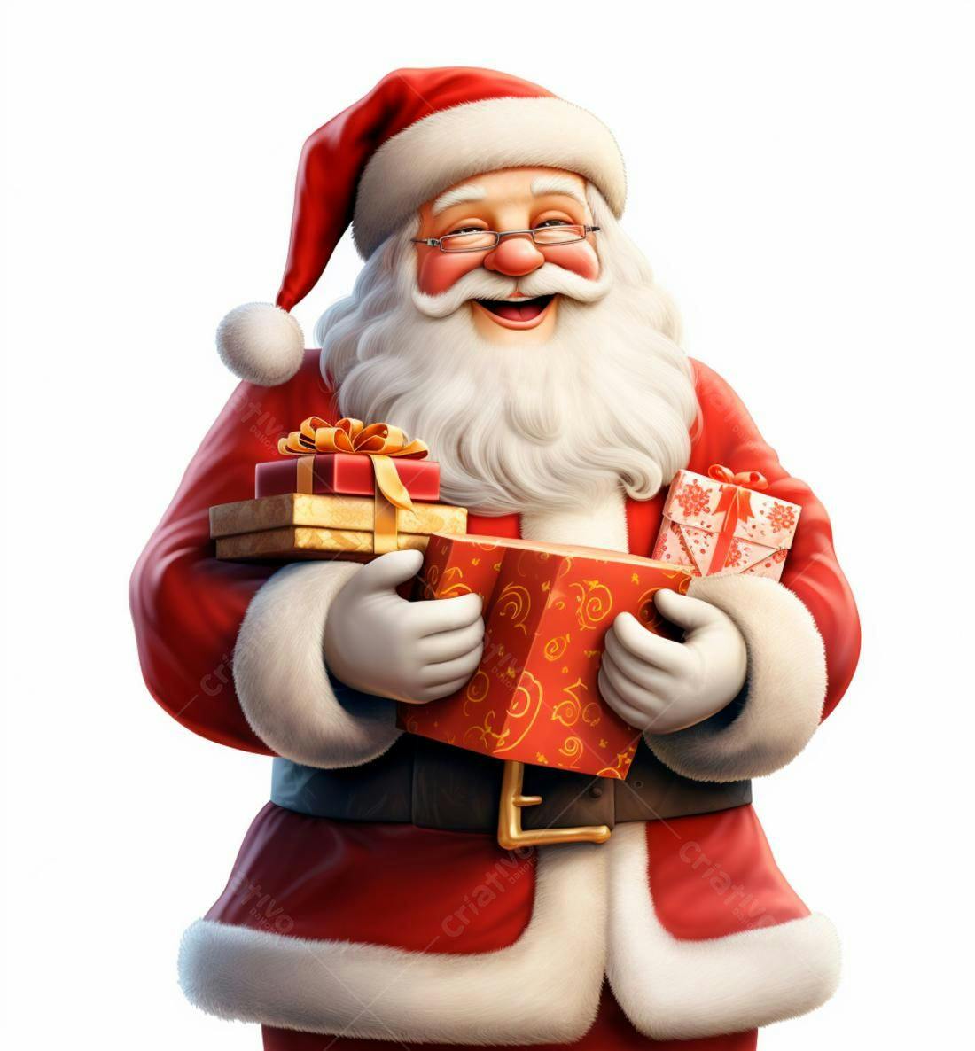 Papai Noel alegre com presentes de Natal