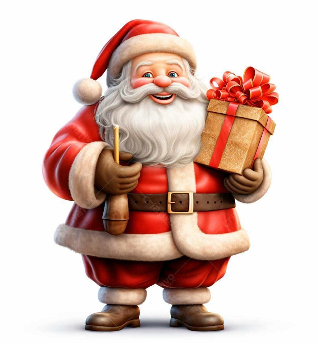 Papai Noel alegre com presente de Natal