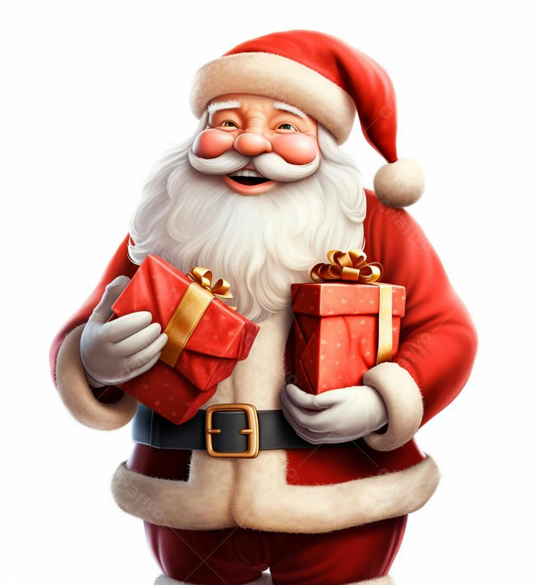 Papai Noel alegre com presentes natalinos