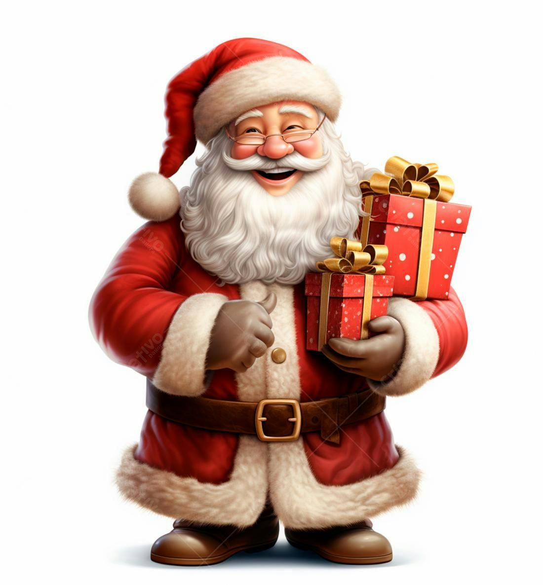 Papai Noel alegre com presentes de Natal