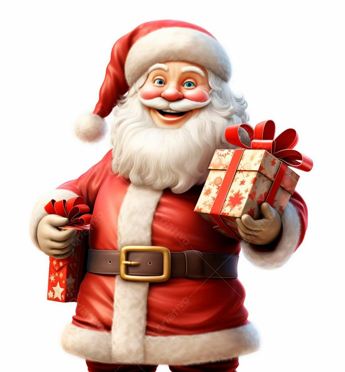 Papai Noel alegre com presentes de Natal