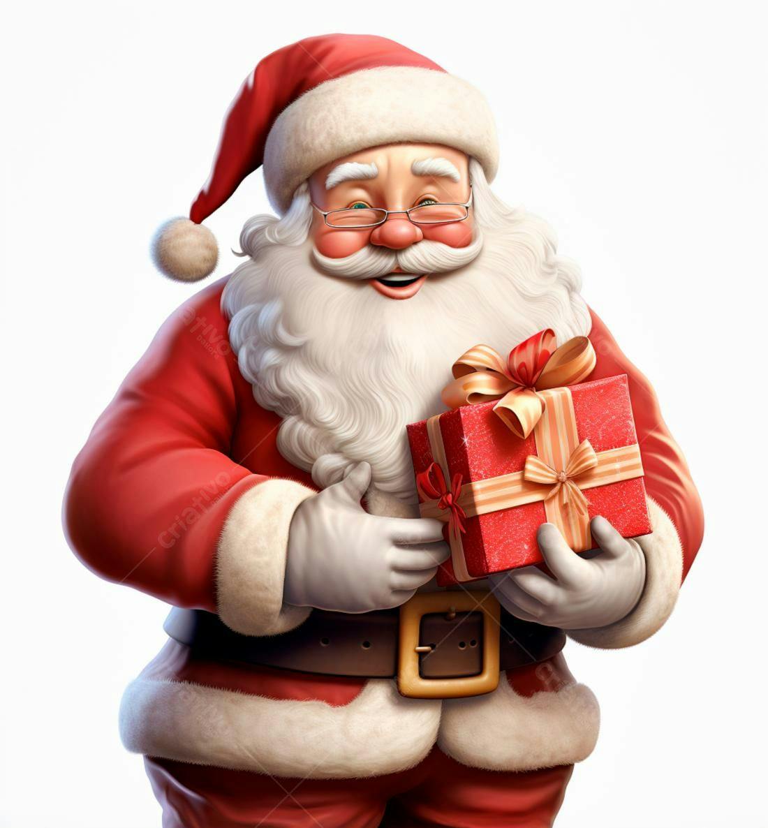 Papai Noel alegre com presente de Natal