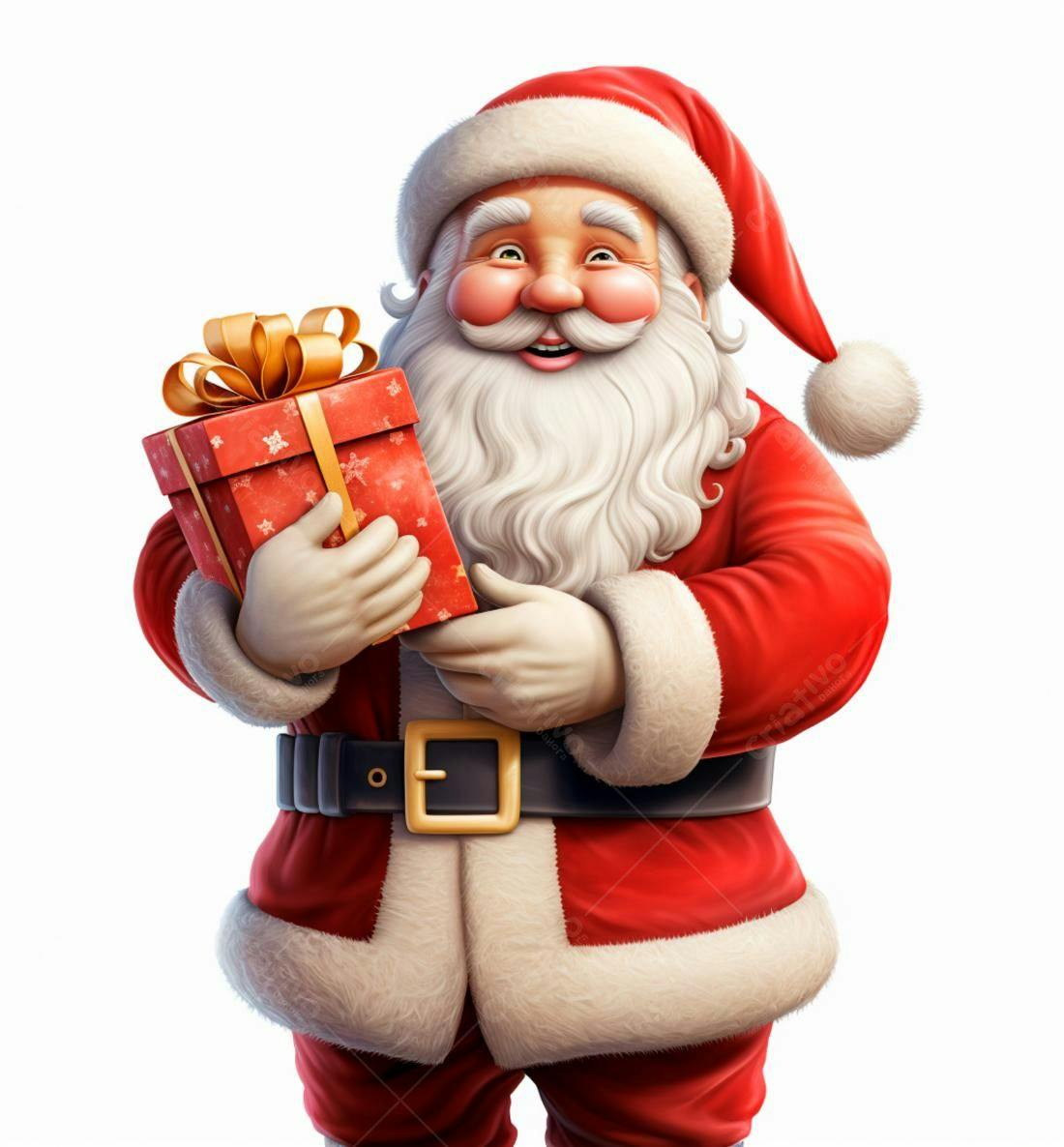 Papai Noel alegre com presente de Natal