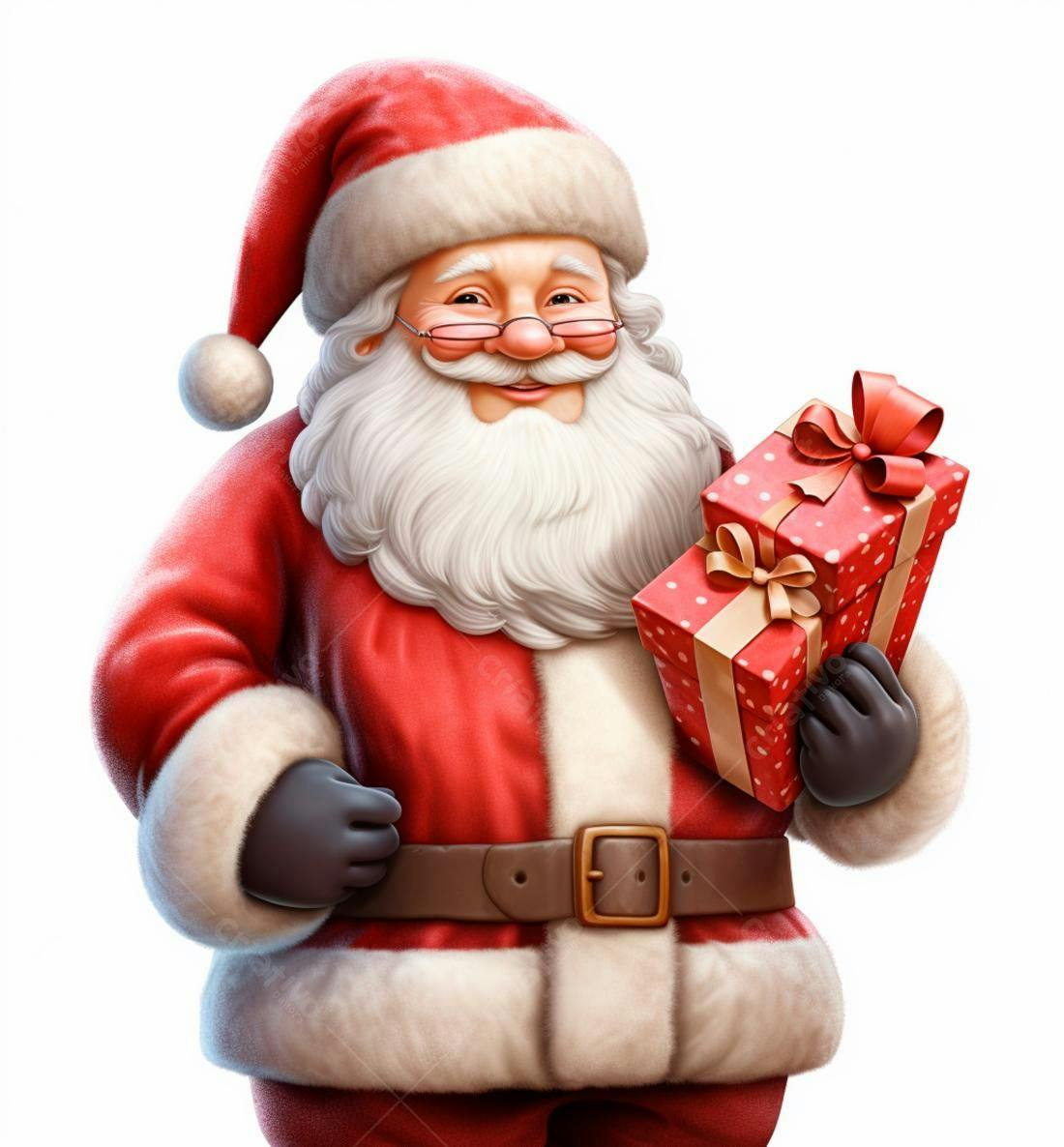 Papai Noel alegre com presentes de Natal