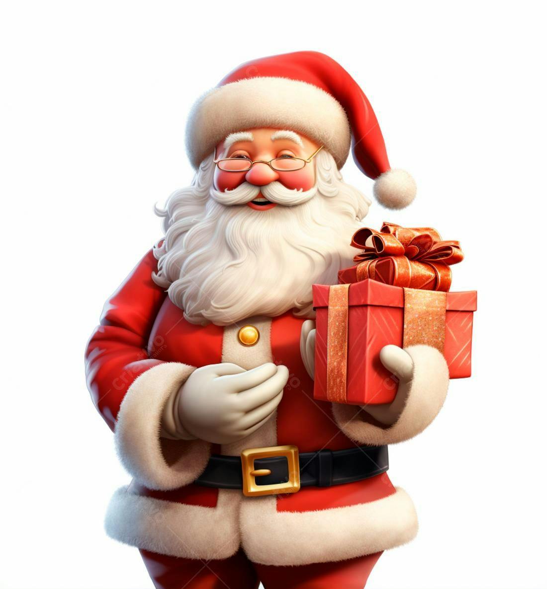 Papai Noel alegre com presente de Natal