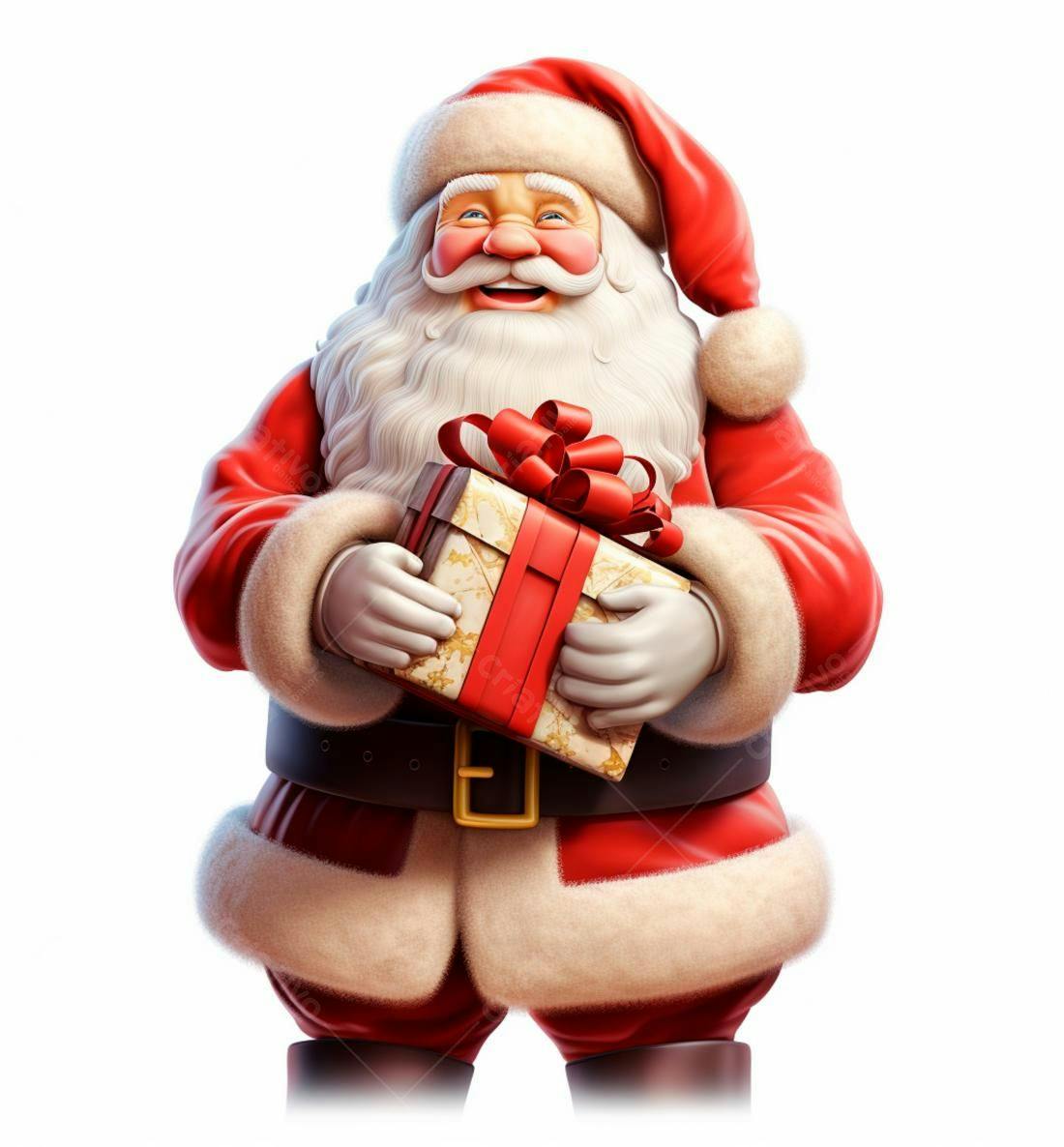 Papai Noel alegre com presente de Natal