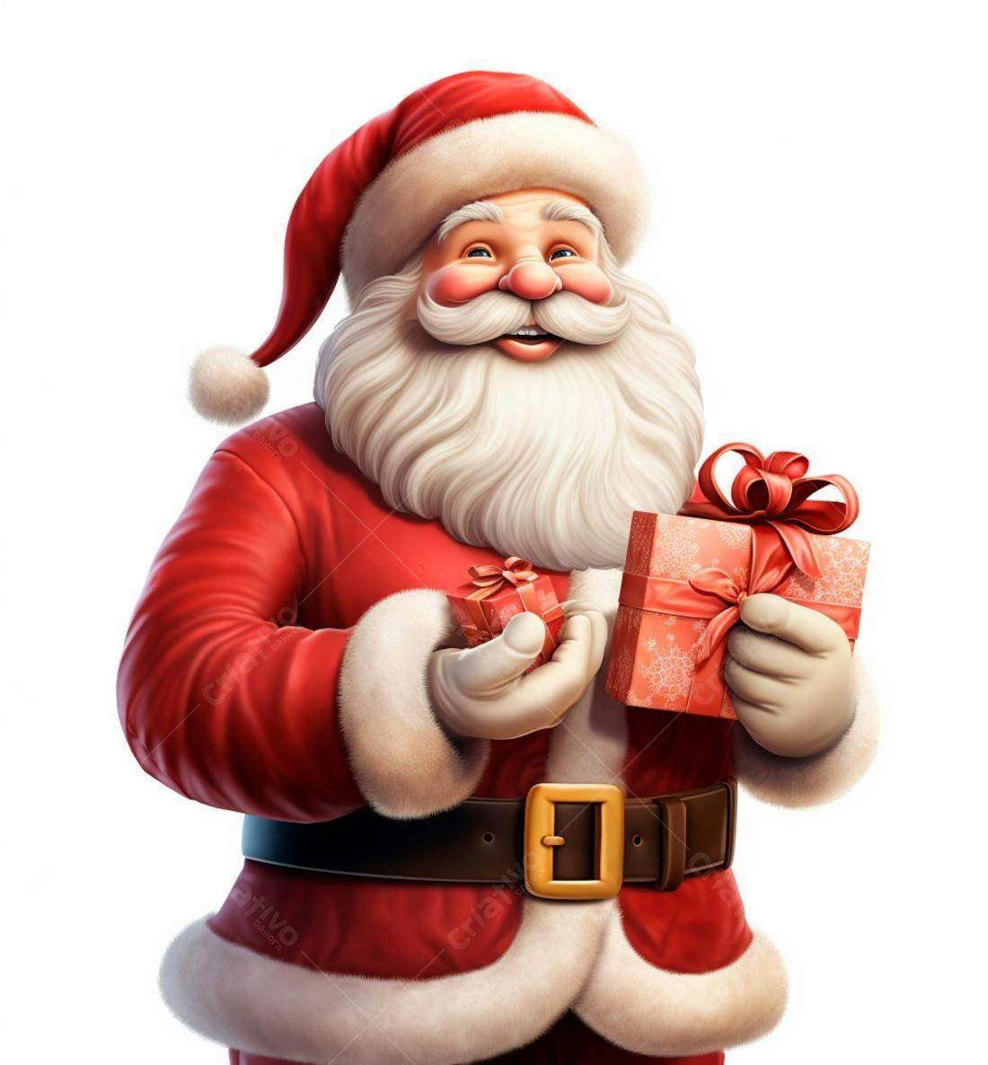 Papai Noel alegre com presentes de Natal