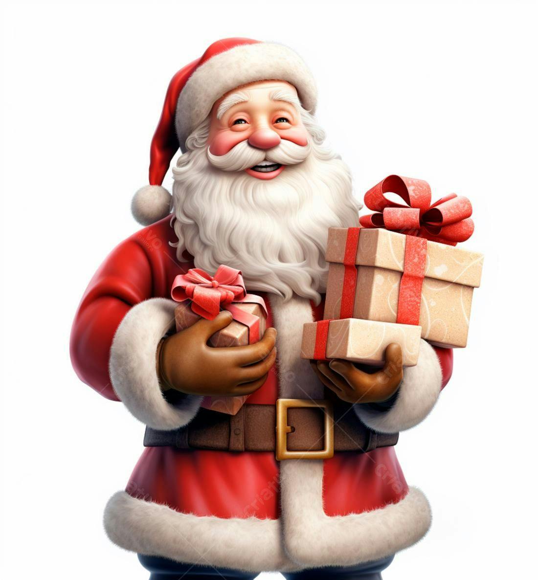 Papai Noel alegre com presentes de Natal