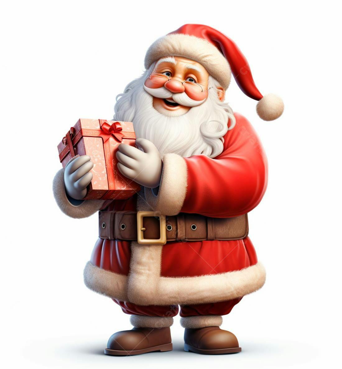 Papai Noel alegre com presente de Natal