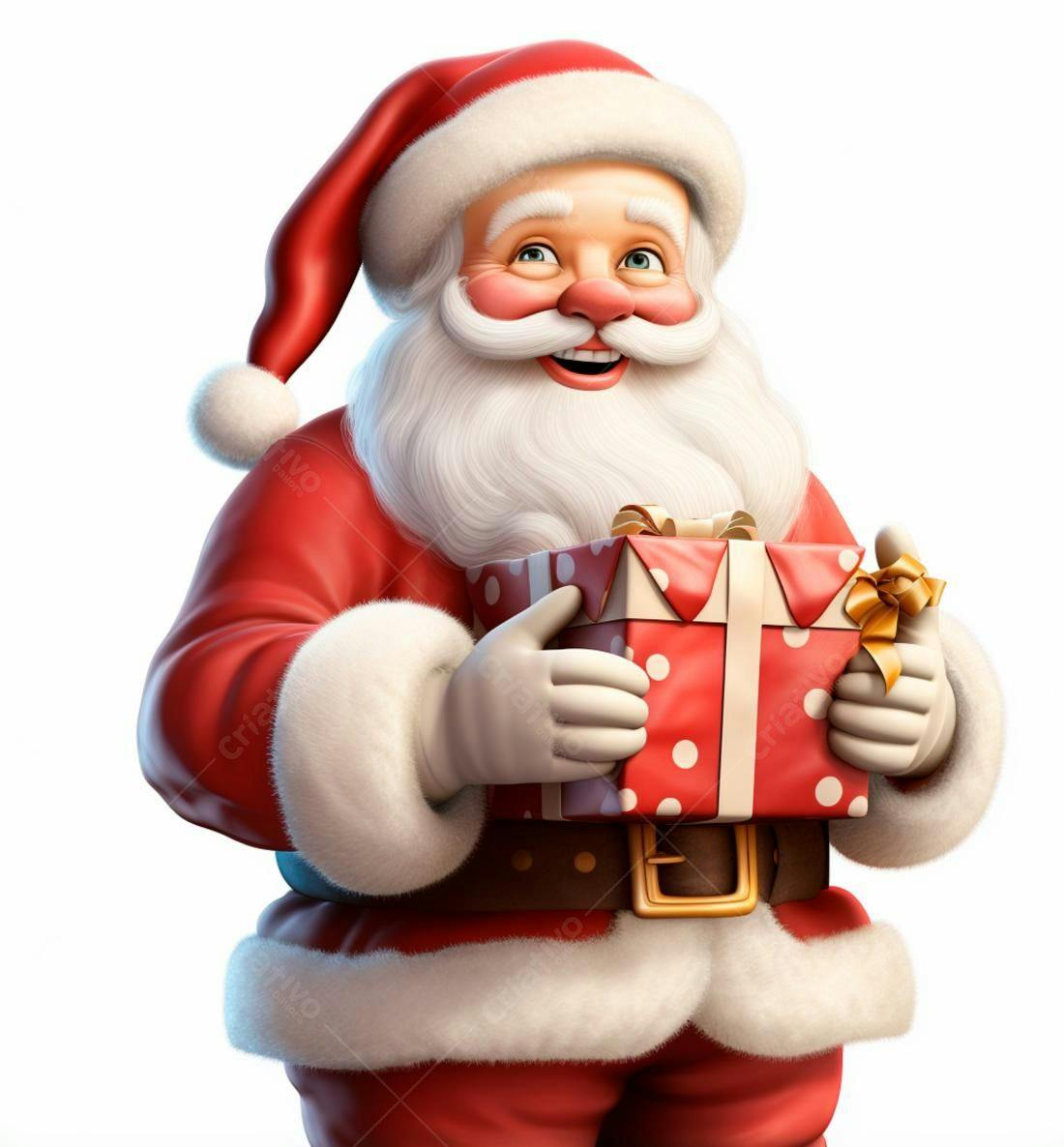 Papai Noel alegre com presente de Natal