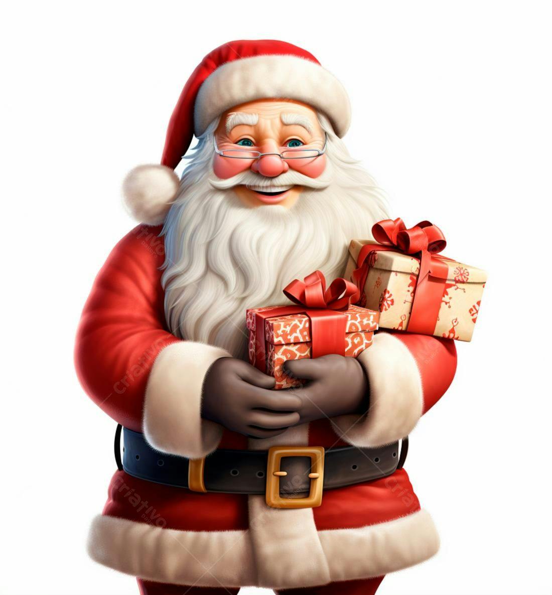 Papai Noel alegre com presentes de Natal
