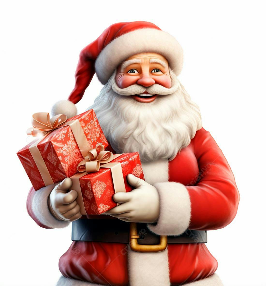 Papai Noel alegre com presentes de Natal