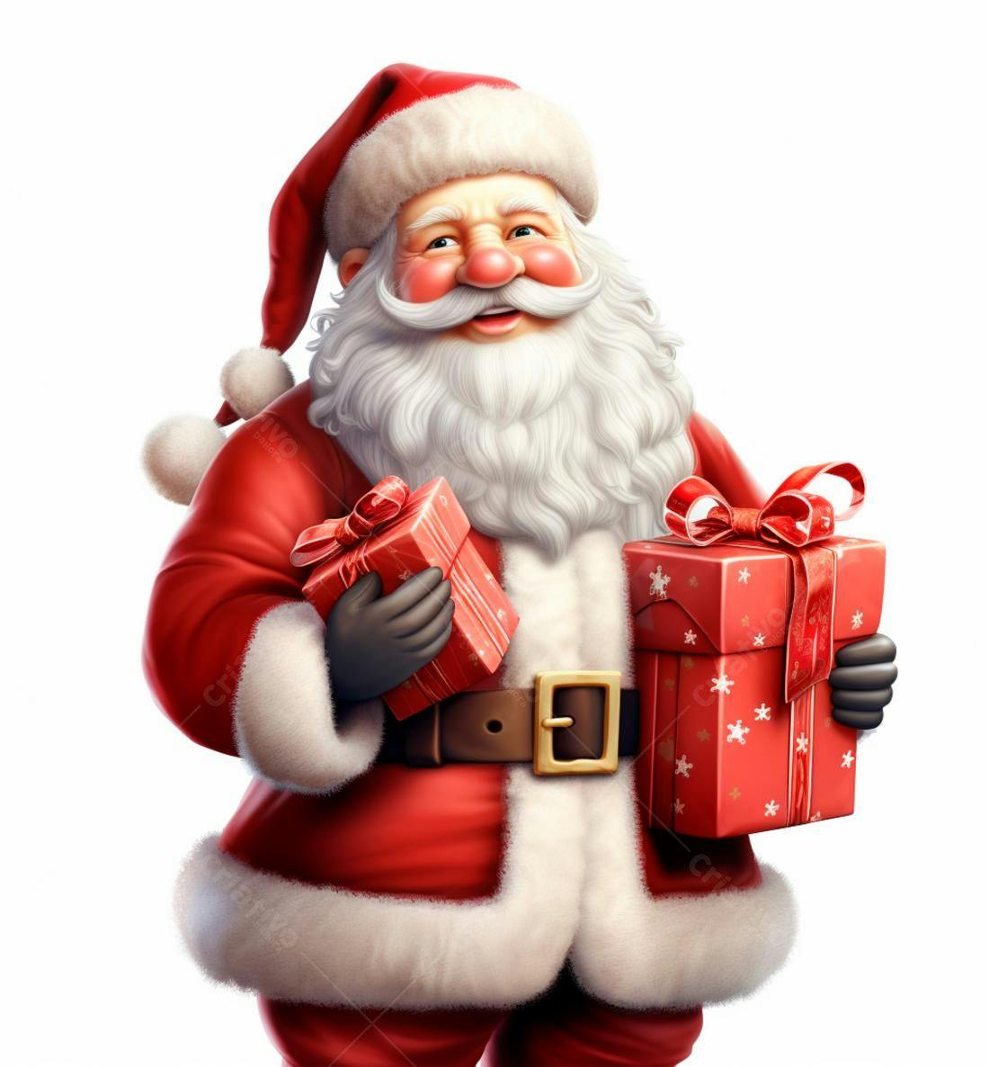Papai Noel alegre com presentes de Natal