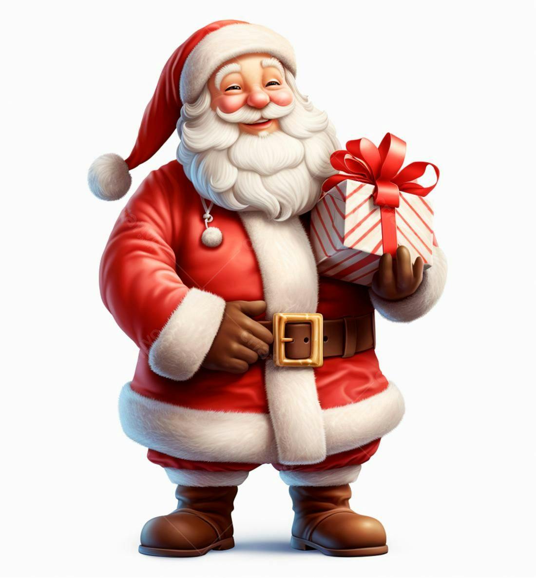 Papai Noel alegre com presente de Natal