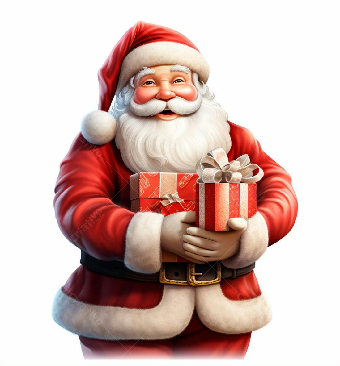 Papai Noel alegre com presentes de Natal
